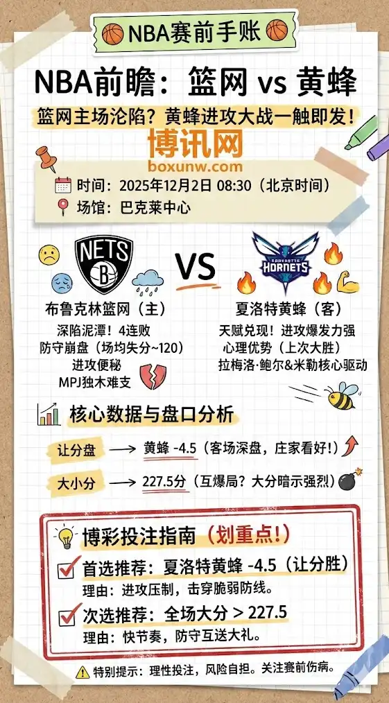 黄蜂vs篮网，NBA博彩预测，赔率分析，投注指南