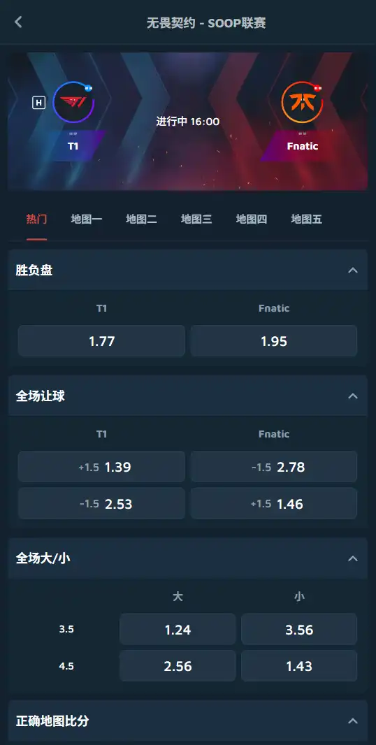 T1 vs Fnatic | SOOP无畏契约联赛博彩赔率和盘口信息-Dafabet提供