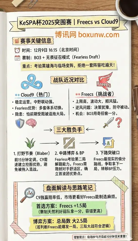 DNF vs C9 | KeSPA杯2025突围赛 | 赛前前瞻与投注思路