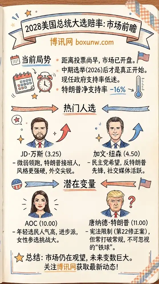 2028美国总统大选赔率:距离投票还早,市场已先开盘