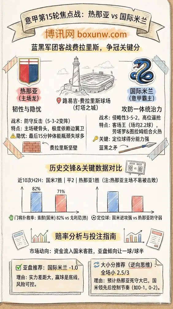 意甲第15轮焦点战:热那亚vs国际米兰,赔率分析,投注指南