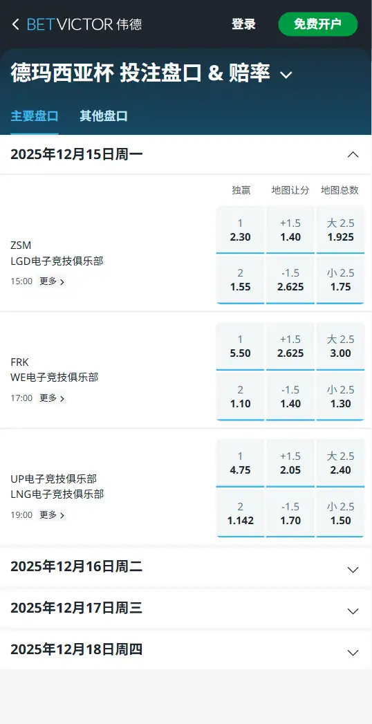 英雄联盟-2025德玛西亚杯赔率信息-伟德(BetVictor)提供