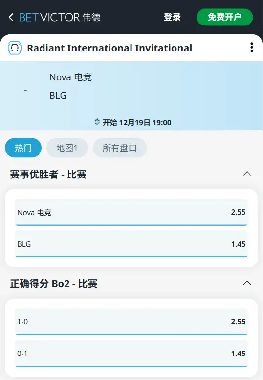 福州-源能国际邀请赛NOVA vs BLG vs BLG 无畏契约赔率盘口信息伟德(BetVictor)提供